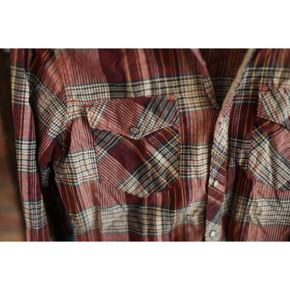 Vans Shirt Adult Small Red Check Pearl Snap Long Sleeve Skate  Casual Mens - Picture 2 of 10